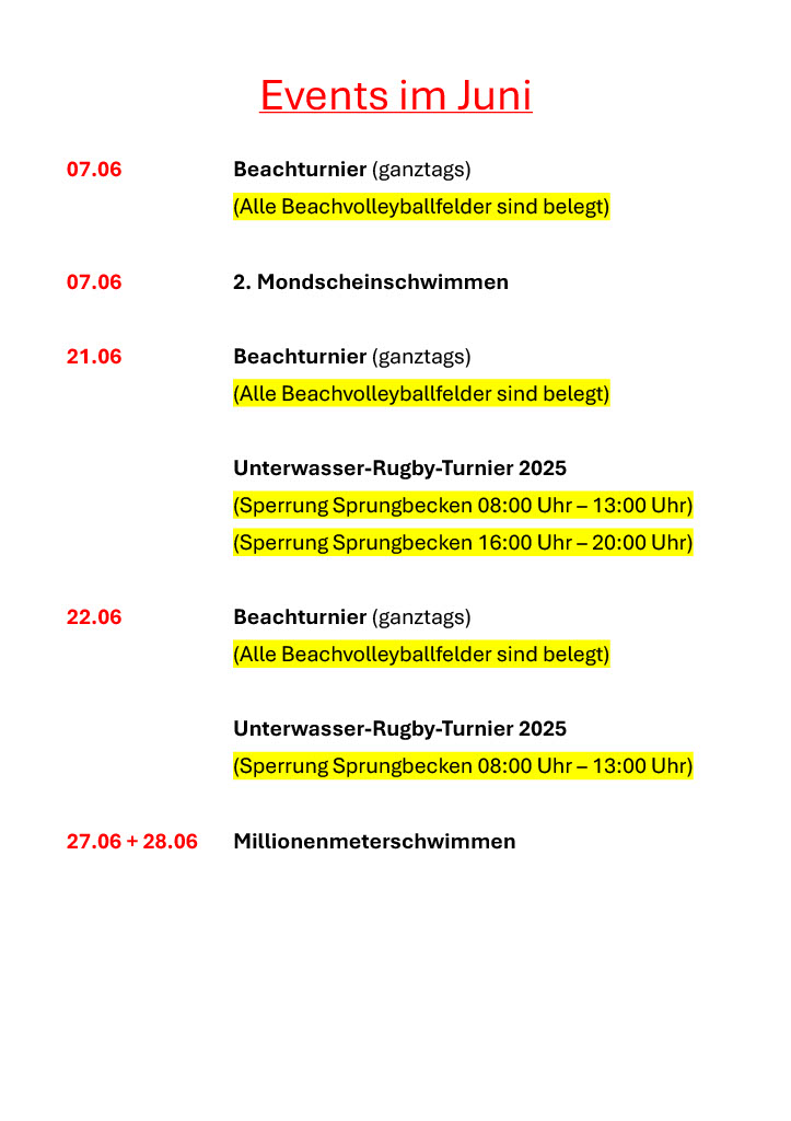 Events im Monat Juni 2025